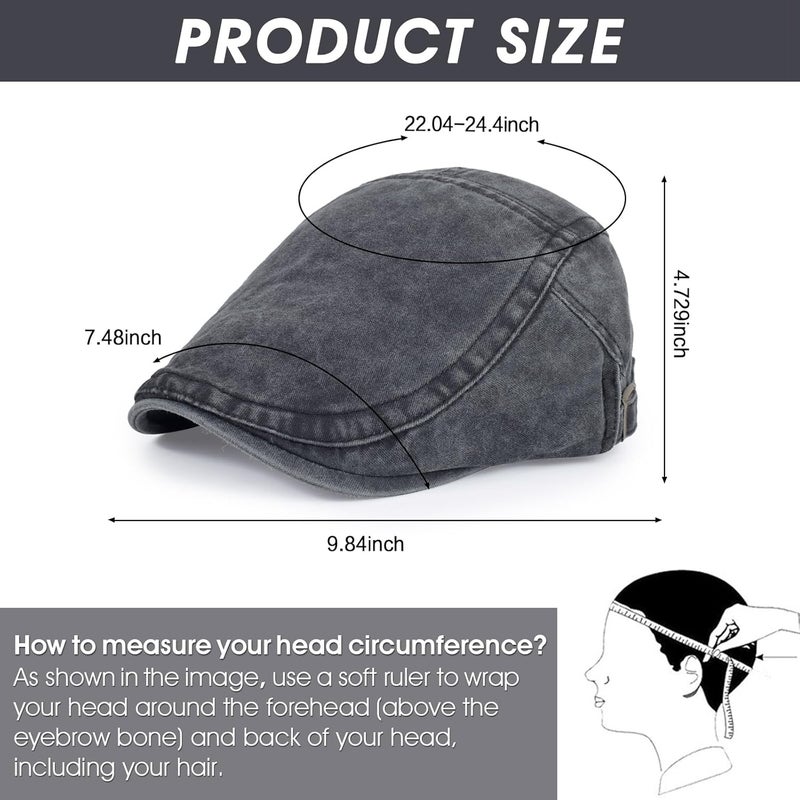 Qlauca Store 3Pcs Men's Newsboy Caps Washing Cotton Cooling Lightweight Scally Cap for Men Adjustable Flat Cap - Image 2